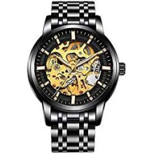 Automatic Machinery Skeleton Gold Watch men Sport Waterproof Watch