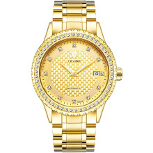 Mechanical Watch men Automatic Two Tone Watch Stainless Steel Rhinestones Watch