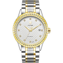Mechanical Watch men Automatic Two Tone Watch Stainless Steel Rhinestones Watch