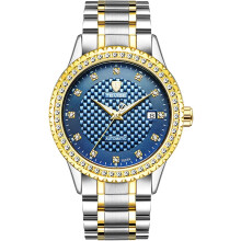 Mechanical Watch men Automatic Two Tone Watch Stainless Steel Rhinestones Watch