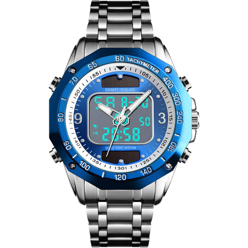 Veanxin Men Solar Digital Watch Waterproof Led Wrist Watch