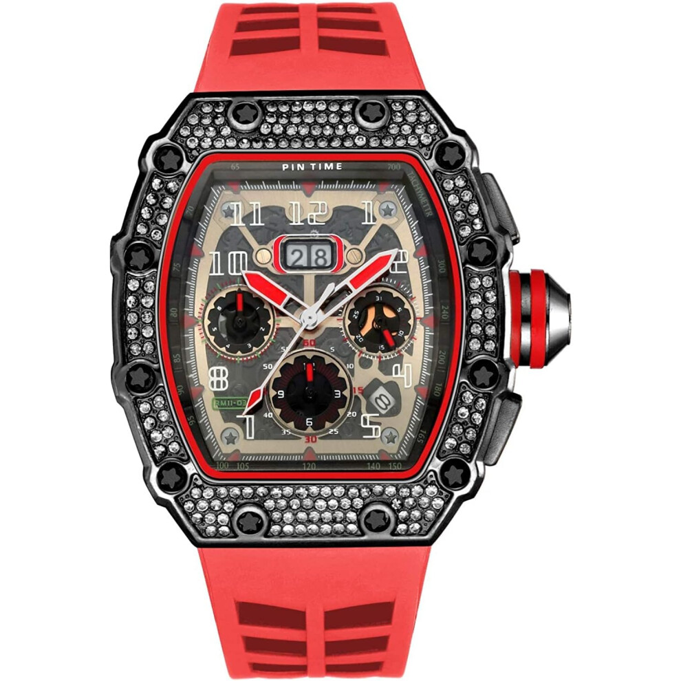 Diamond Watches Large Rectangle Face Wristwatch-image-OPC-PG999DB-NEW