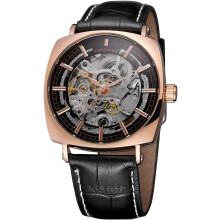 men Skeleton Watch Gold Skeleton Vintage Man Leather Waterproof Watch