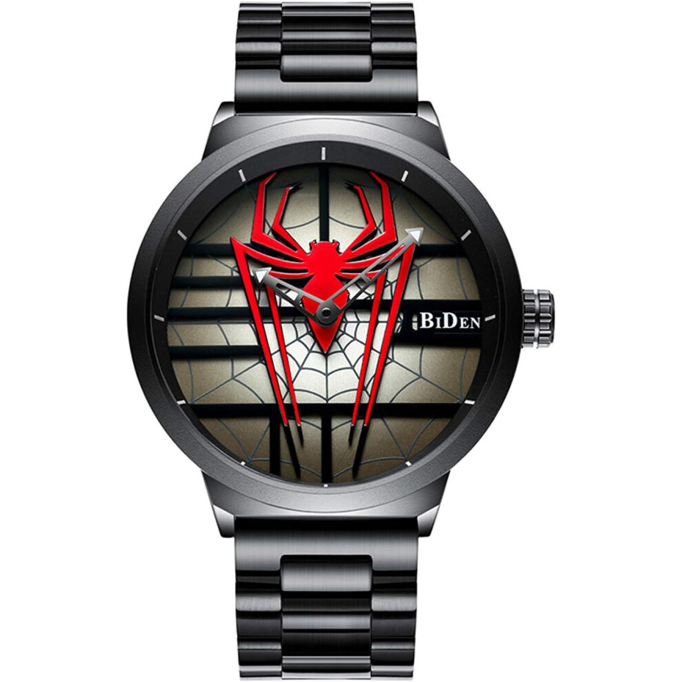 Veanxin Men Spider Man Watch Stainless Steel Watch Wrist Watch