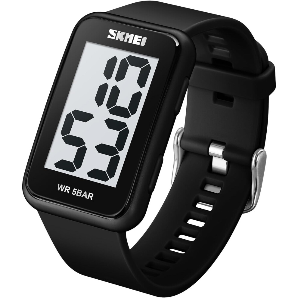 Veanxin Big-Digit Square Digital Watch With El Backlight, 50M Waterproof, Easy Read Dial For Elderly & Kids