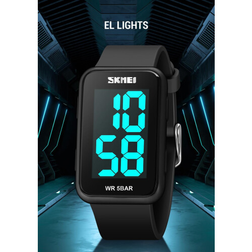 Square Digital Watch Big Numbers Dial Waterproof LED Watches 2