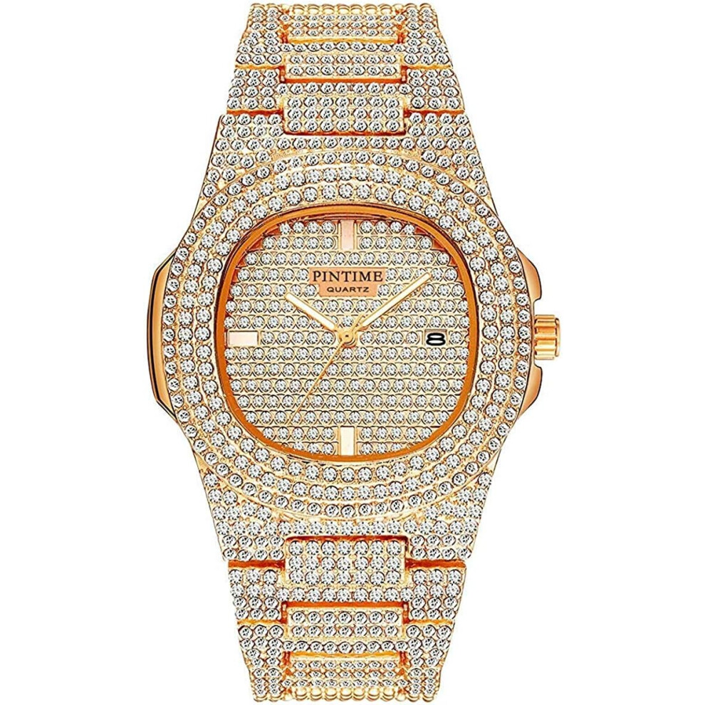 Veanxin Watch Crystal Diamond Stainless Steel Wrist Watch