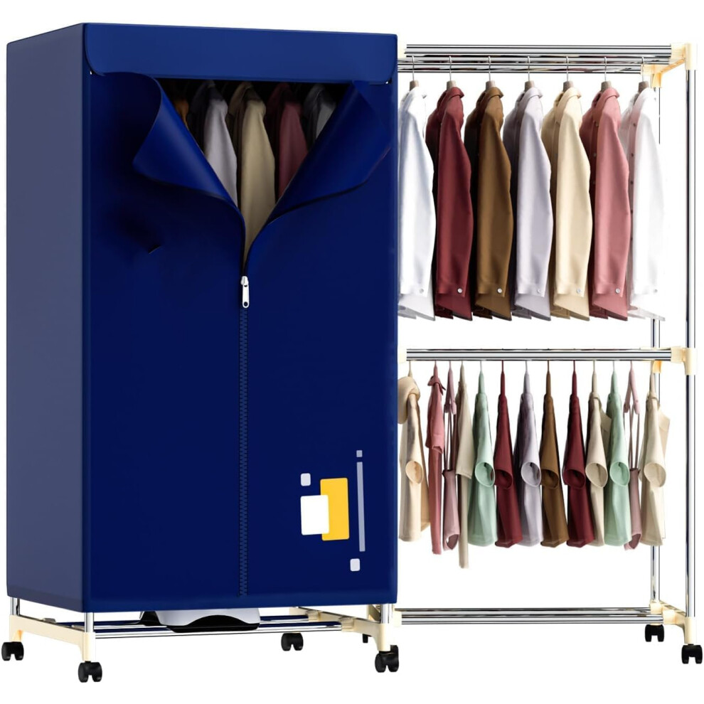 (Portable Dryer) Electric clothes dryer, covered heated drying rack for clothes drying, 2 tier 1000W portable clothes dryer
