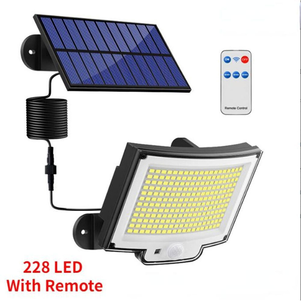 (228 LED with remote) 228LED Powerful LED Solar Lamp 4 Working Modes With Motion Sensor Remote Control Floodlight Outdoor Garden Yard Waterproof Wall Light