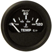 Faria Euro Black 2" Water Temperature Gauge-Metric (40 to 120&deg; C)