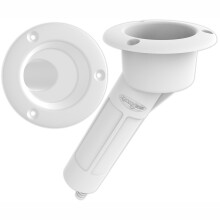 Mate Series Plastic 30° Rod & Cup Holder-Drain-Round Top-White