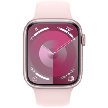 Apple Watch Series 9 GPS 45mm Pink Aluminum Case with Light Pink Sport Band - S/M