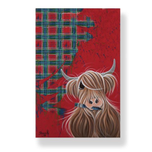 'McMoo Tartan Paint' Highland Cow Tea Towel