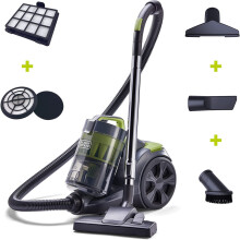 Black + Decker Canister Vacuum - Large-Capacity Bin, Anti-Allergen HEPA, Adjustable Suction, Multi-Cyclonic System, Washable Filter