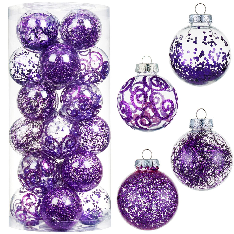 Wironlst Kerstbal Ornamenten Onbreekbaar Helder Grote Plastic Hangende Bal Decoratieve Kerstballen Set Met Gevulde Delicate Decoraties 70Mm/2.76"", P-image
