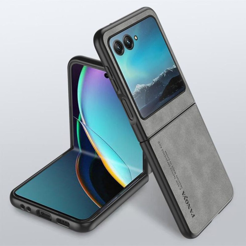 (cool grey, Moto Razr 40 Ultra) Leather Skin Feeling Case For Samsung Z Flip Fold 5 4 3 Moto Razr 40 Ultra Shockproof Phone Cover