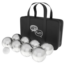 Hey! Play! Petanque/Boules Set med 8 Stålkulor, Cochonnet och Bärväska - Utomhusspel för Familj