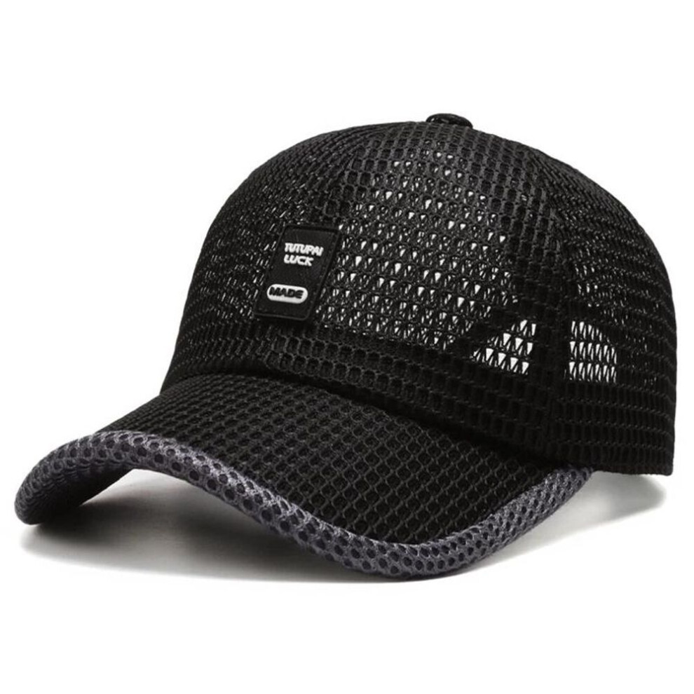 (black) Men&apos;s Mesh Baseball Cap Breathable Summer Caps Dad Hat Outdoor Fishing Hats Bone Gorras Snapback Trucker Cap Anti-uv Hat Unisex Hat Accessories