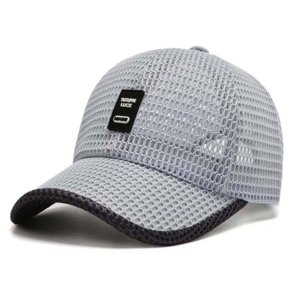 (grey) Men's Mesh Baseball Cap Breathable Summer Caps Dad Hat Outdoor Fishing Hats Bone Gorras Snapback Trucker Cap Anti-UV Hat Unisex Hat Accessories