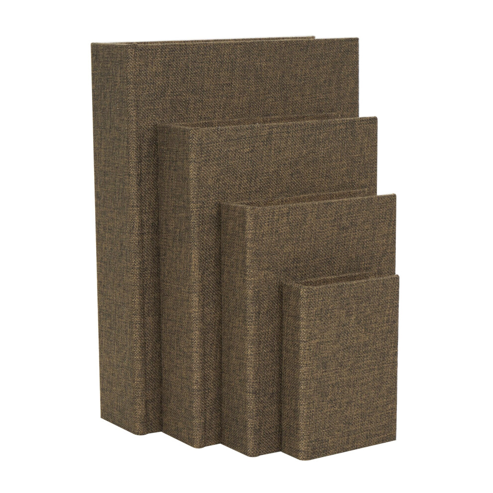Coffret d   coratif en bois Deco 79 Coffrets de rangement en tissu en forme de livre Lot de 4 bo   tes d   coratives     souvenirs 15 12 9 6 H Fonc