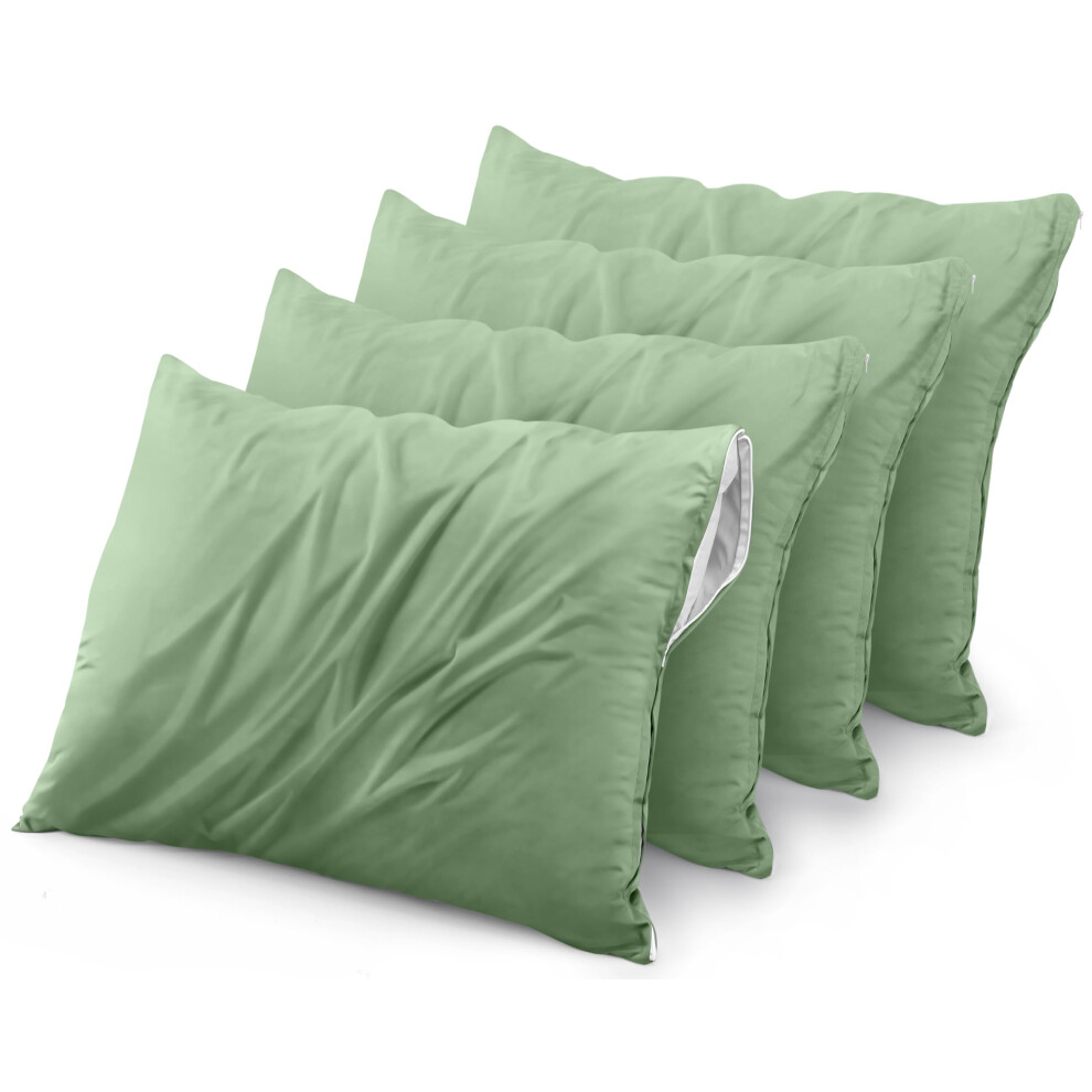 Utopia Bedding Wasserdichte Kissenschoner Mit Reissverschluss (4Er-Pack Salbeigrun) Standardgr Sse Bettwanzensichere Kissenbezuge Kissenhullen 20 X-image