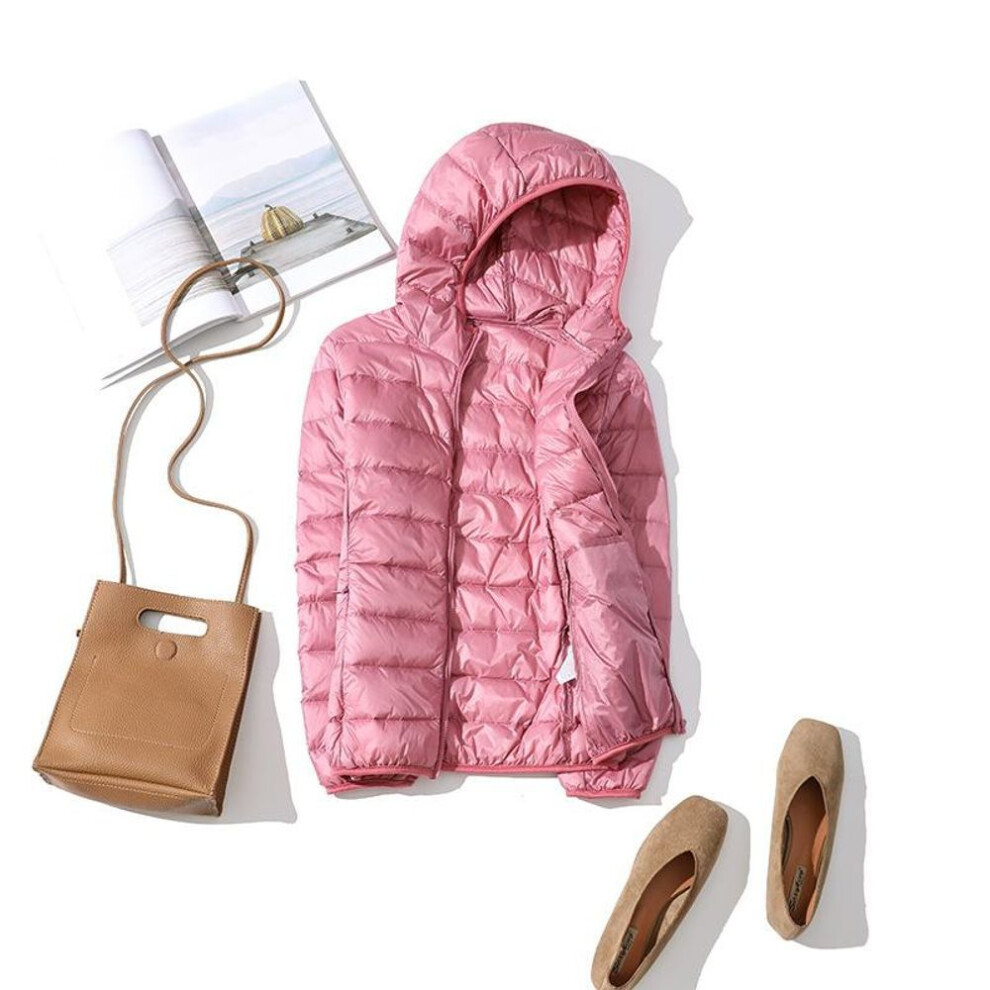(pink, XXXXXXXL) Ultra-light Plus Size Thin Down Jacket Women Autumn Winter Slim Short Hooded Warm White Duck Down Coat Women Outerwear