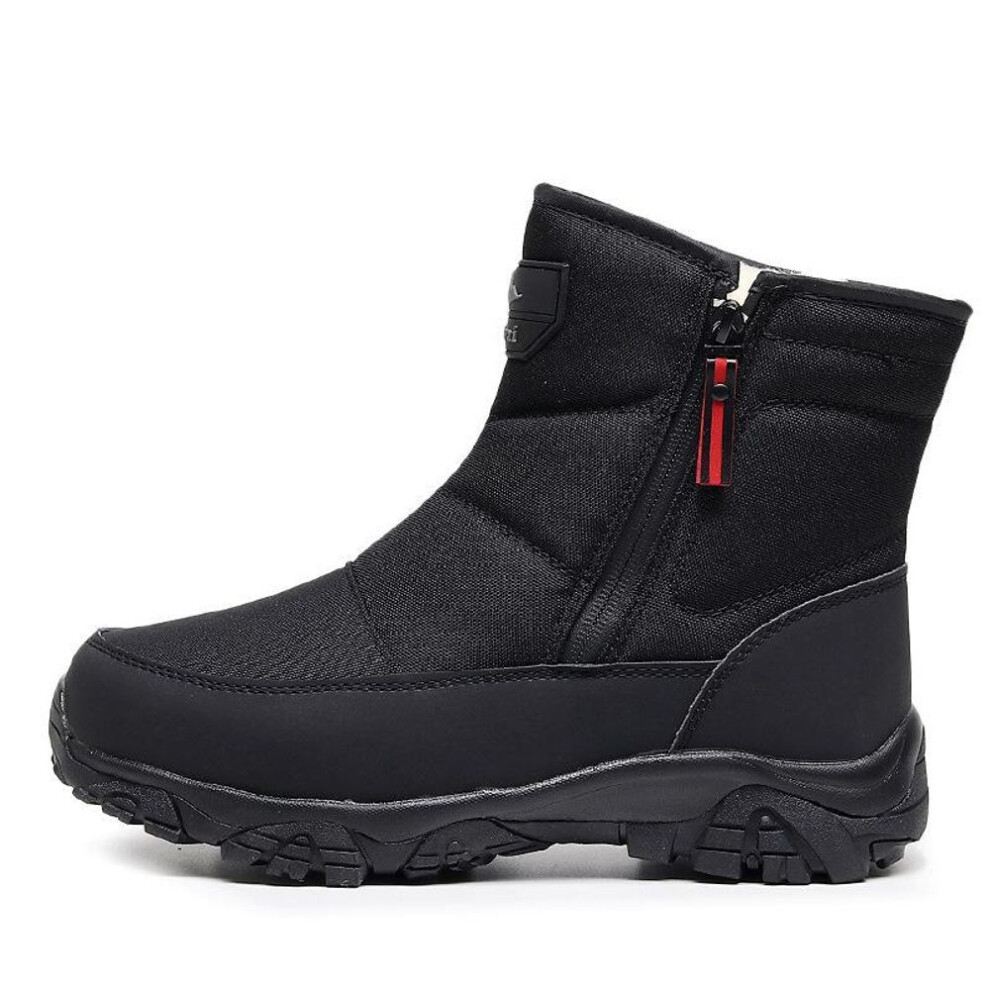 (as the picture, 46) Men&apos;s Winter Warm Snow Boots Non-slip Water Resistant Ankle Booties Shoes With Zipper Faux Fur Lining Outdoor Sport Hiking Walking Short Boots Fo