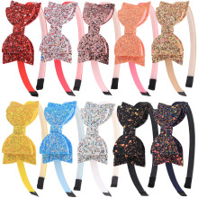 XIMA 10 kpl Glitter Sequin Bow Hiuspanta Kiiltv Bow Knot Hampaat Muoviset hiusnauhat Lasten Hiustarvikkeet
