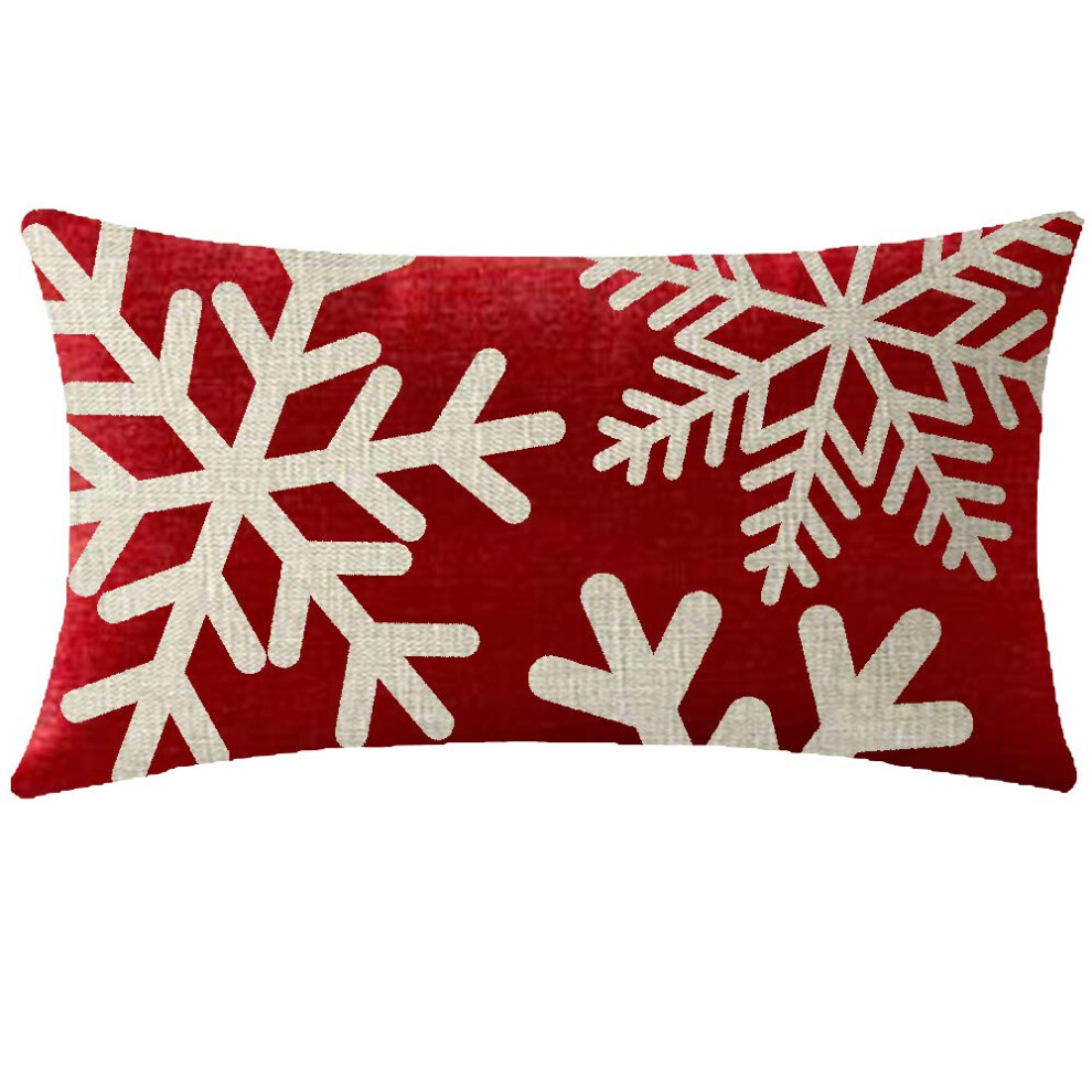 Housse de coussin d   corative rectangulaire en coton et lin avec motif flocons de neige tombants, motif joyeux No   l, 30,5 x 50,8 cm (37)