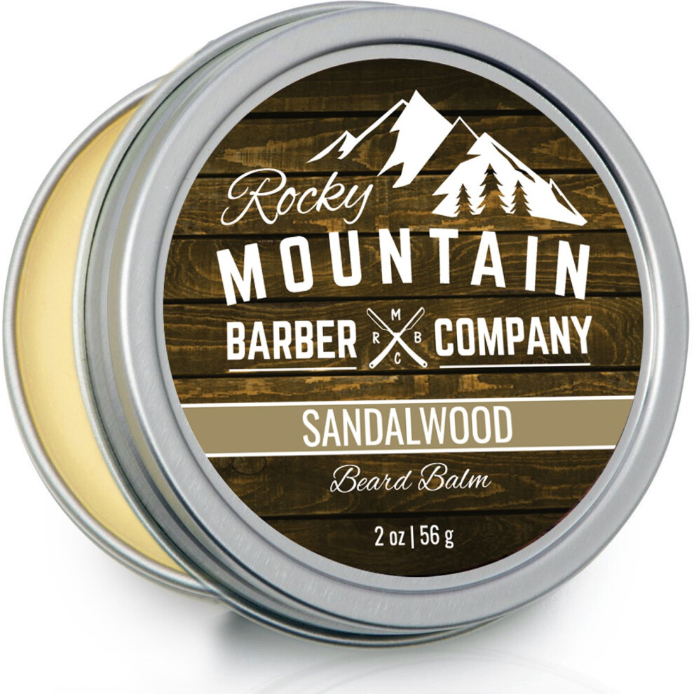 Baume à barbe - Mélange de bois de santal - Rocky Mountain Barber - avec cire d'abeille riche en nutriments, jojoba, beurre de karité, huile de c