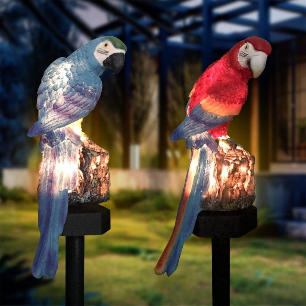 (red) Solar Parrot Inserting Ground Landscape Light Resin Crafts Garden Light