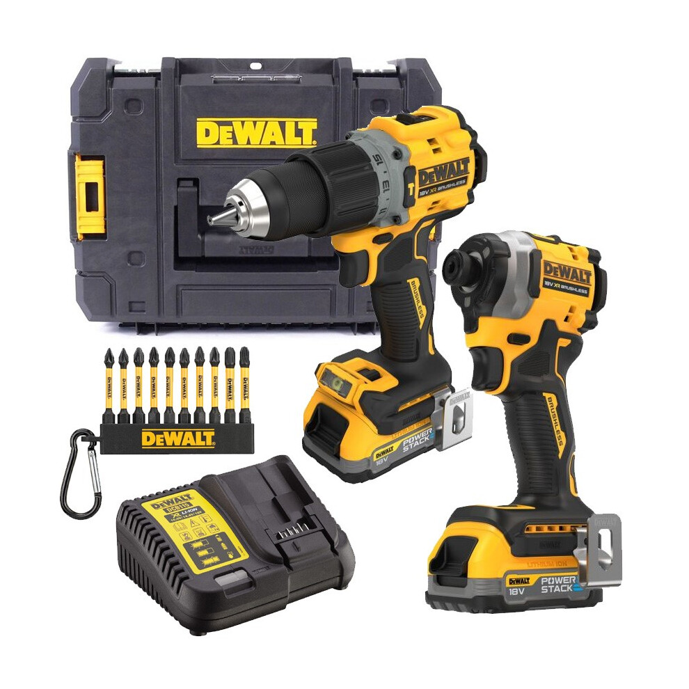 Dewalt DCK2050E2T 18v XR Brushless Powerstack Combi Hammer Drill + Impact + Set