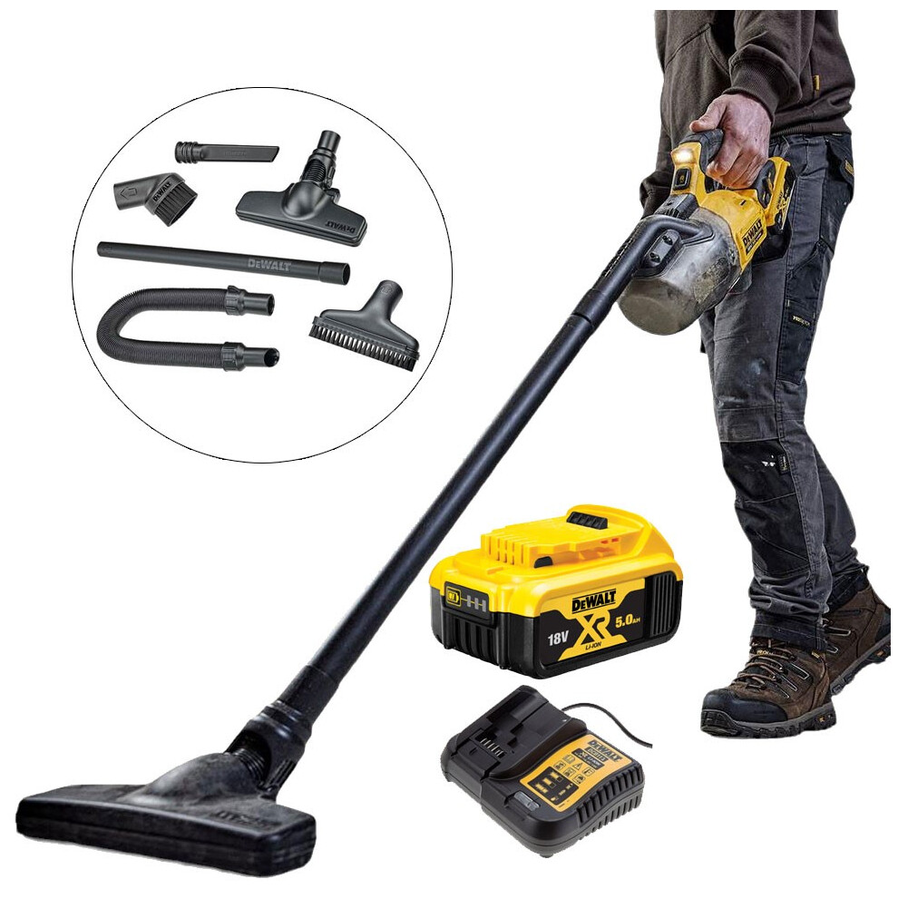 Dewalt DCV501LN 18v L-Class Cyclone Vacuum Cleaner + Accessories + 5ah Battery