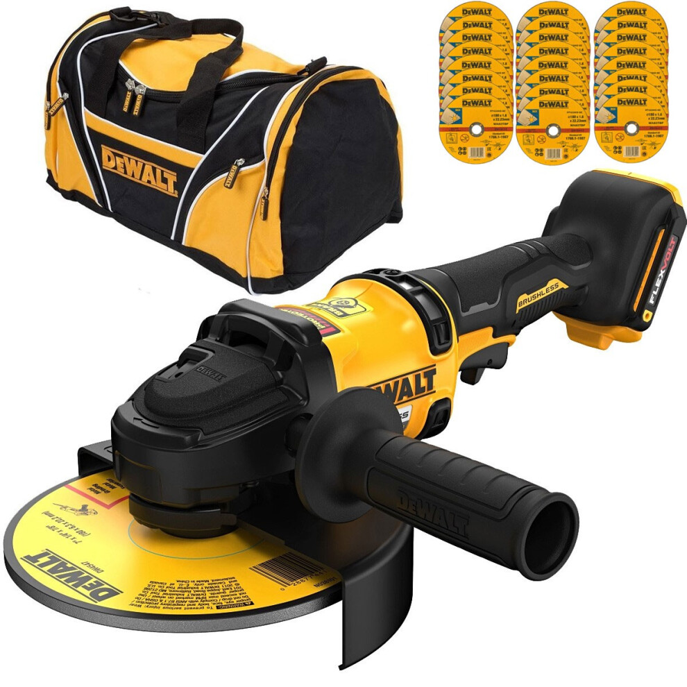 Dewalt DCG440N 54v XR FlexVolt 180mm Angle Grinder 7" Cordless + Bag + 24 Disc