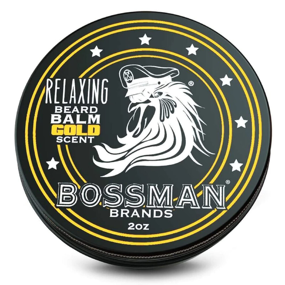 Kaiser Baas Cream/Gold Bossman Relaxing Beard Balm - Beard Tamer Relaxer Thickener And Softener - Beard Care Product - Made In Usa ( Scent)