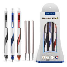 WRITECH Retractable Gel Ink Pens: Low Center of Gravity 0.7mm Medium Point Pen Multicolor with Refills No Smear Silent Click Black Blue Red