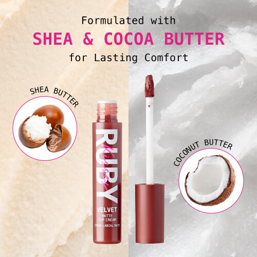 Ruby Kisses Velvet Lip Cream, Ματ Φινίρισμα, Πλούσιο Χρώμα, Μακράς Διάρκειας 1