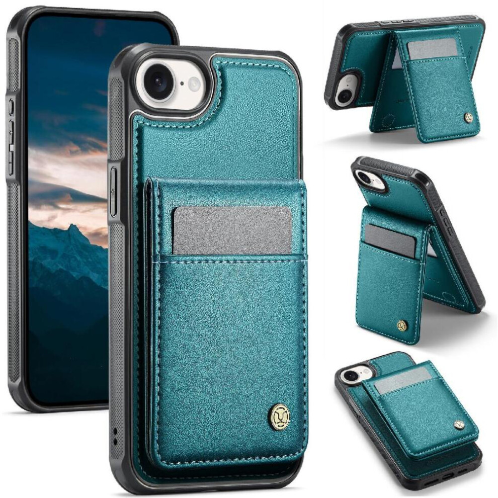 (Green) Compatible With Iphone 16E Case Wireless Charging Rfid Stand Cardsllots Green 764549542260