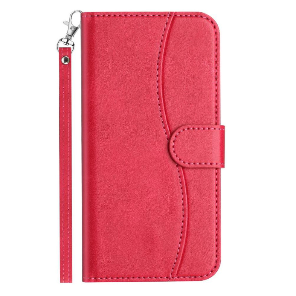 (Rose ) Flip Case For Iphone 16E Card Slots Holder Colorful Pu Leather Wrist Strap Shockproof Red 764549542284