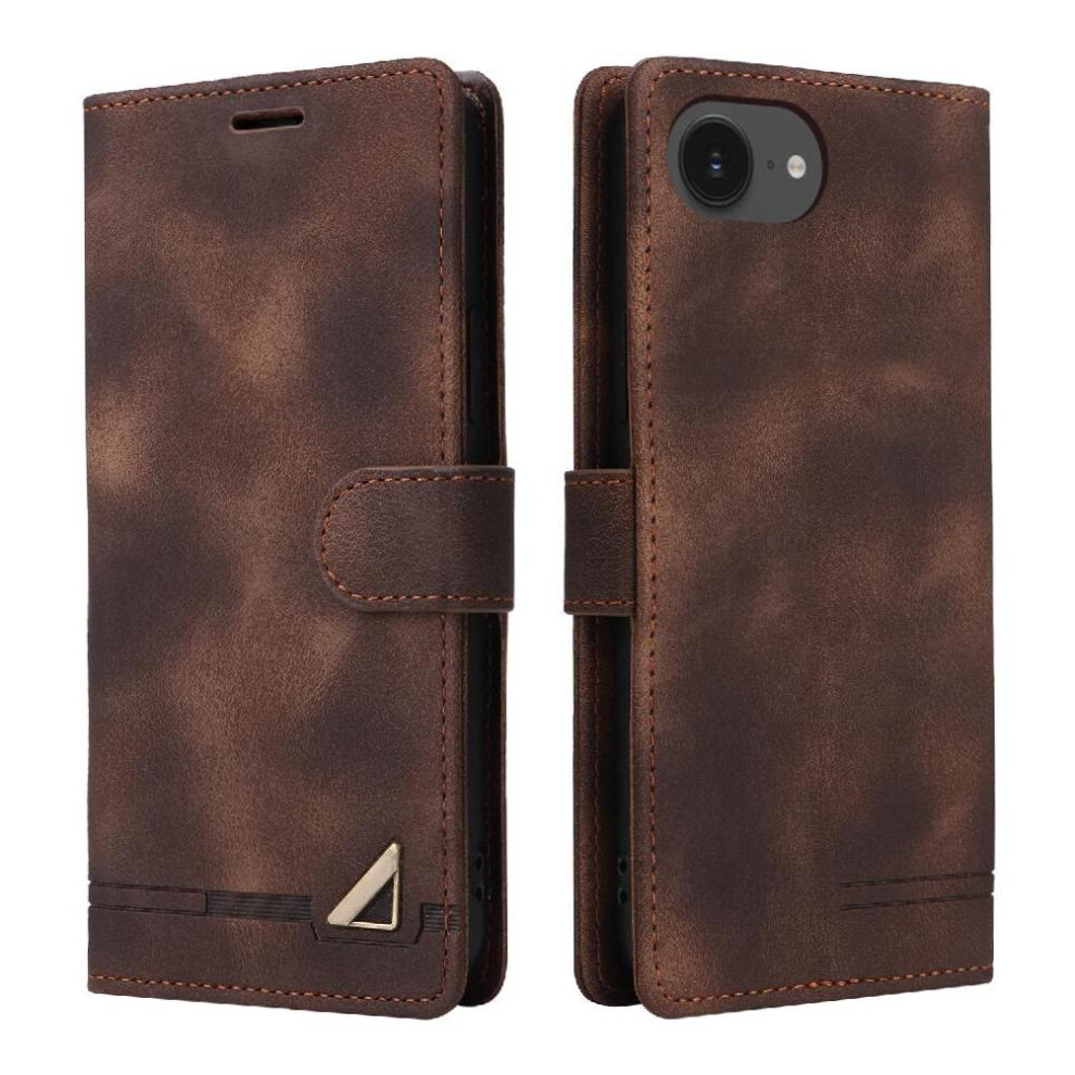 (Brown) Flip Case For Iphone 16E Wallet Flip Cover Simple Business Leather Case Shockproof Brown 764549542420
