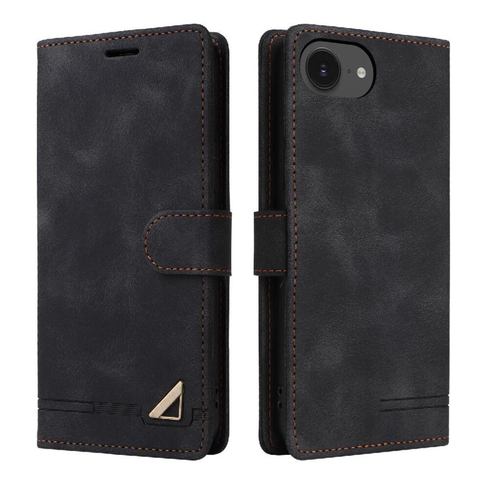 (Black) Flip Case For Iphone 16E Wallet Flip Cover Simple Business Leather Case Shockproof Black 764549542406