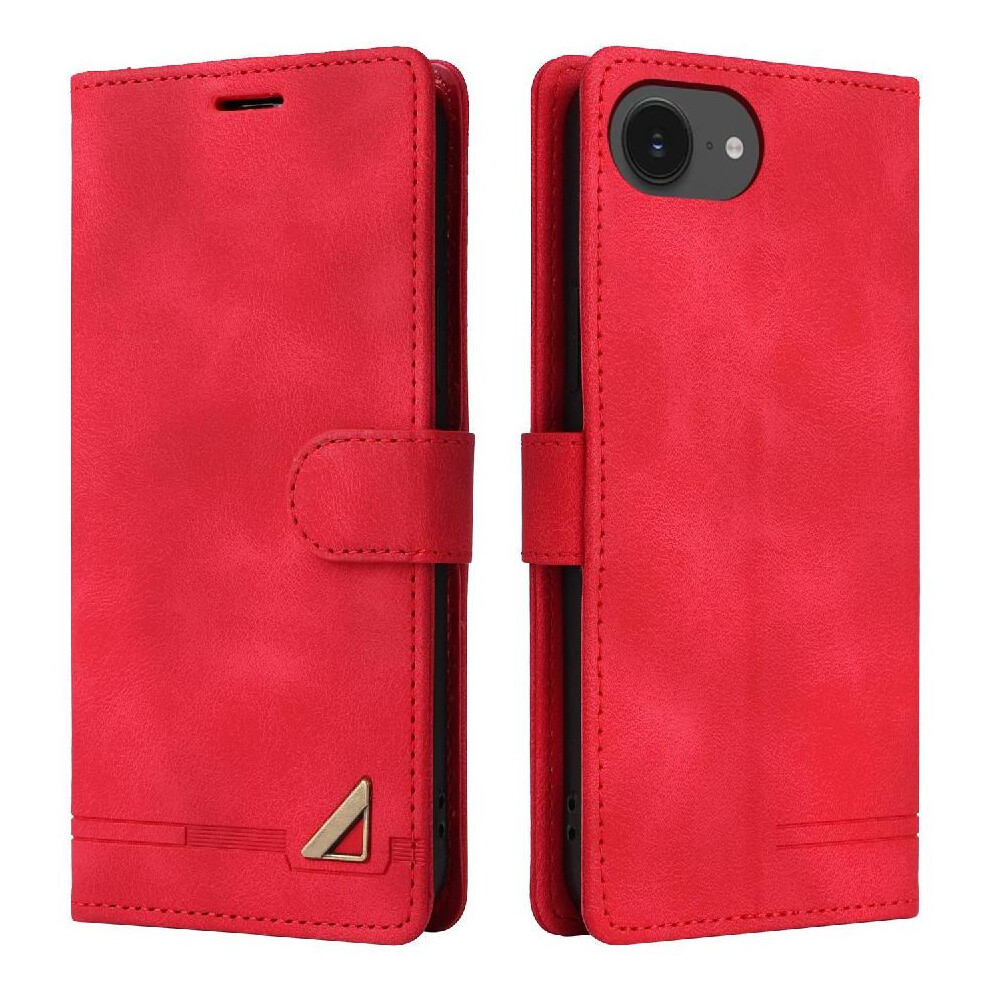 (Red) Flip Case For Iphone 16E Wallet Flip Cover Simple Business Leather Case Shockproof Red 764549542413