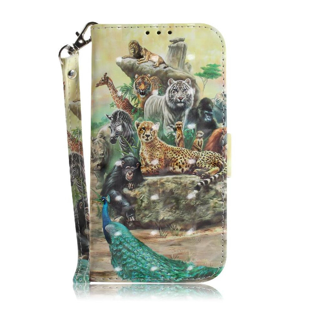 (Ohter) 3D Painted Protective Case For Iphone 16E Wallet Card Slots Lanyard Magnetic Closure Pu Leather 764549542819