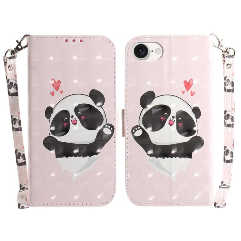 (C7 ) 3D Painted Protective Case For Iphone 16E Wallet Card Slots Lanyard Magnetic Closure Pu Leather 764549542840