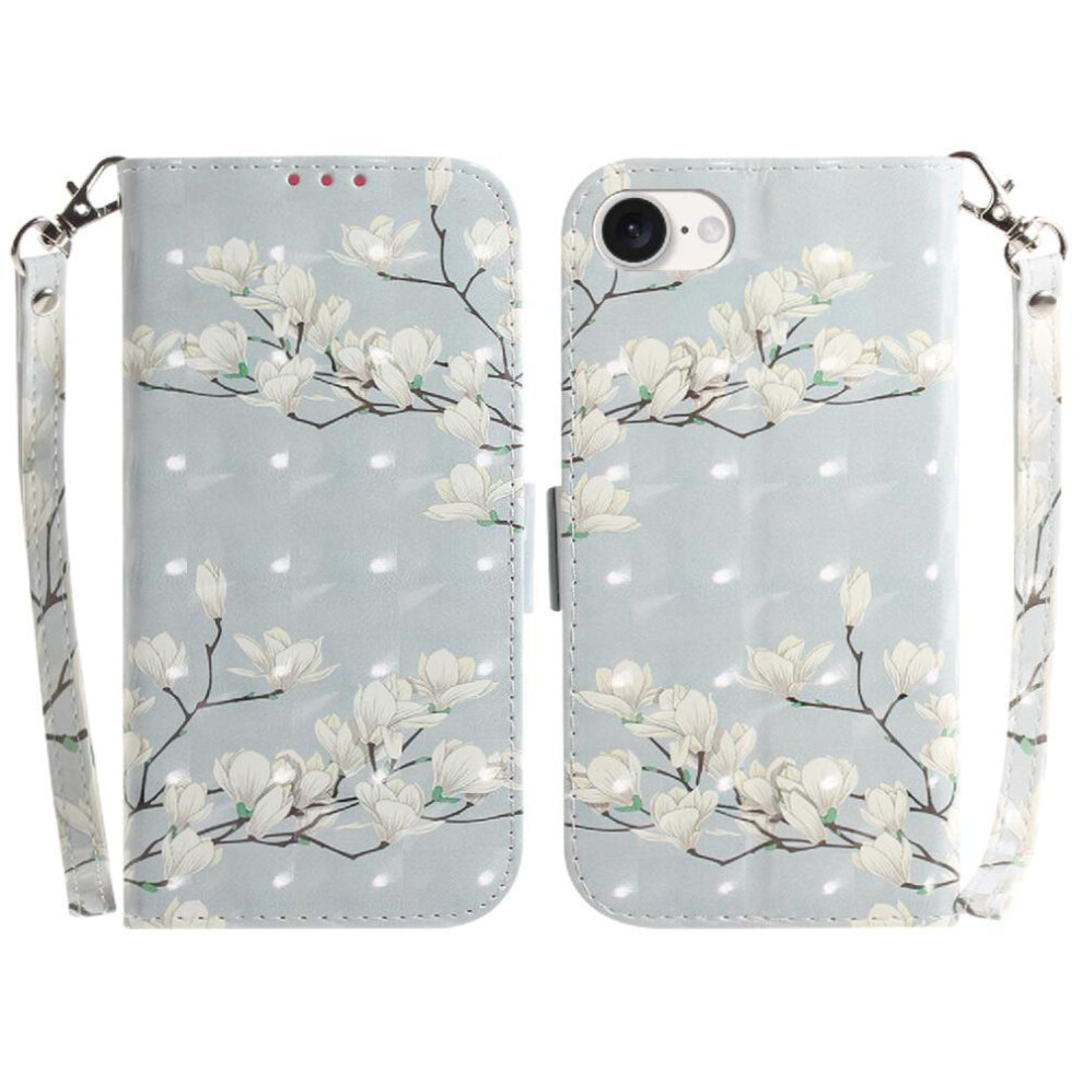 (C8 ) 3D Painted Protective Case For Iphone 16E Wallet Card Slots Lanyard Magnetic Closure Pu Leather 764549542857