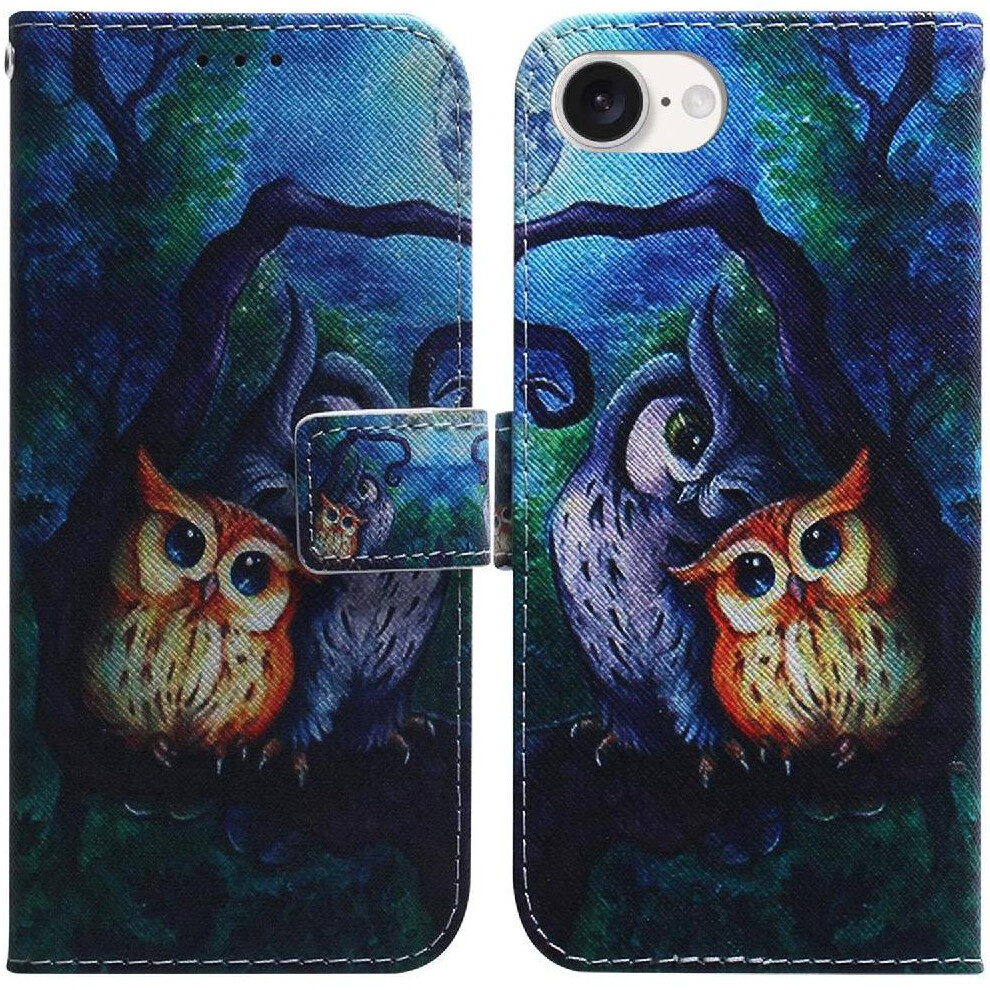 (C2) Flip Case For Iphone 16E Magnetic Closure Pu Leather Wallet Card Slots Painted 764549542918