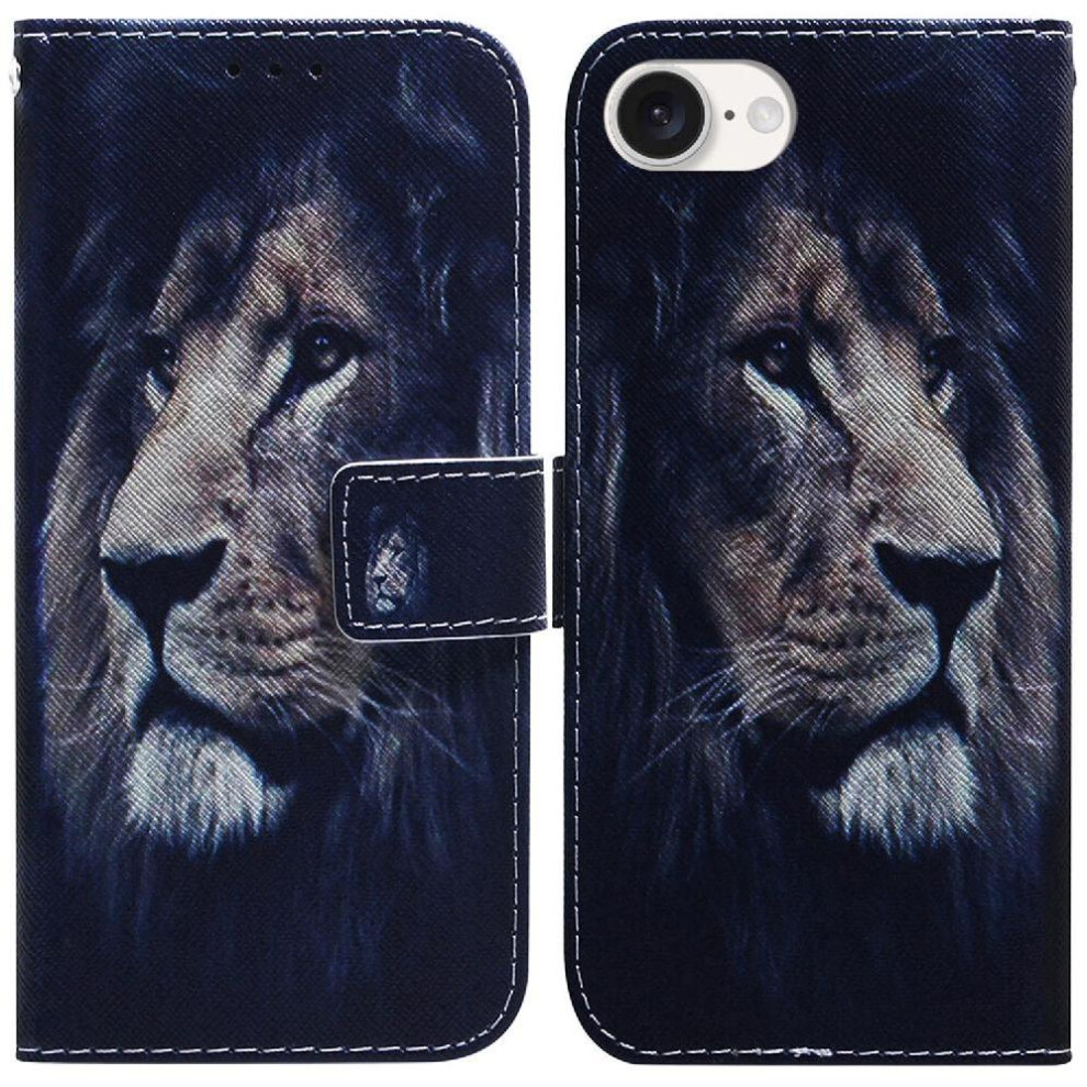 (C6) Flip Case For Iphone 16E Magnetic Closure Pu Leather Wallet Card Slots Painted 764549542956