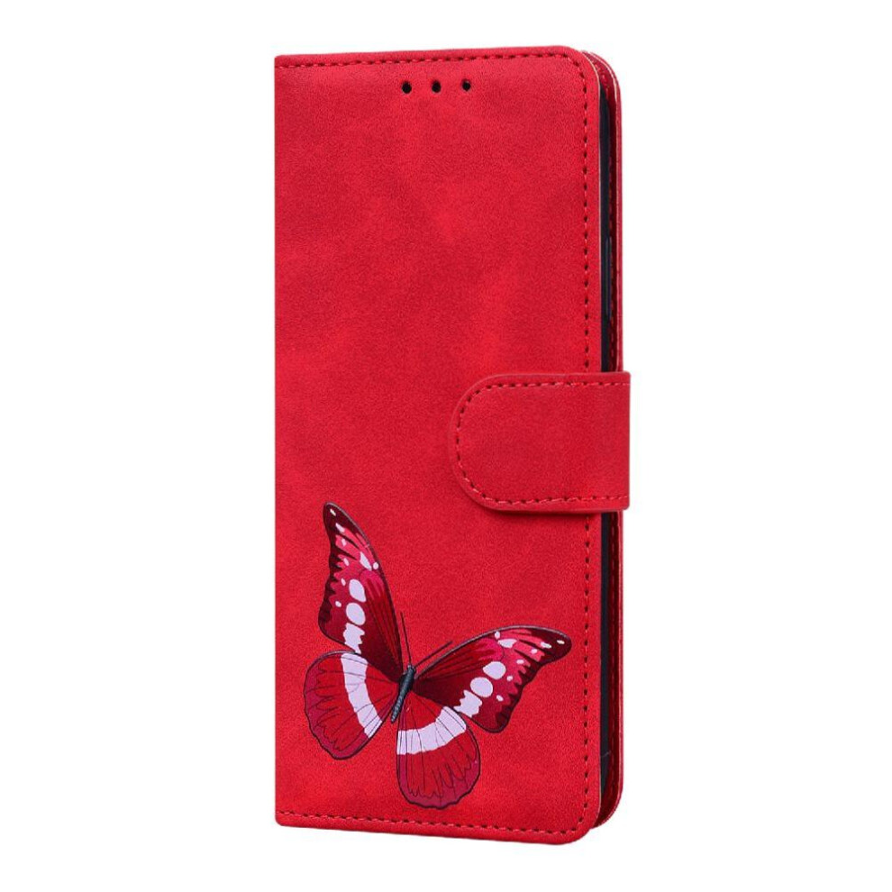 (Red) Case For Iphone 16E Color Printed Butterfly Card Slots Flip Folio Cover Wallet Red 764549543007