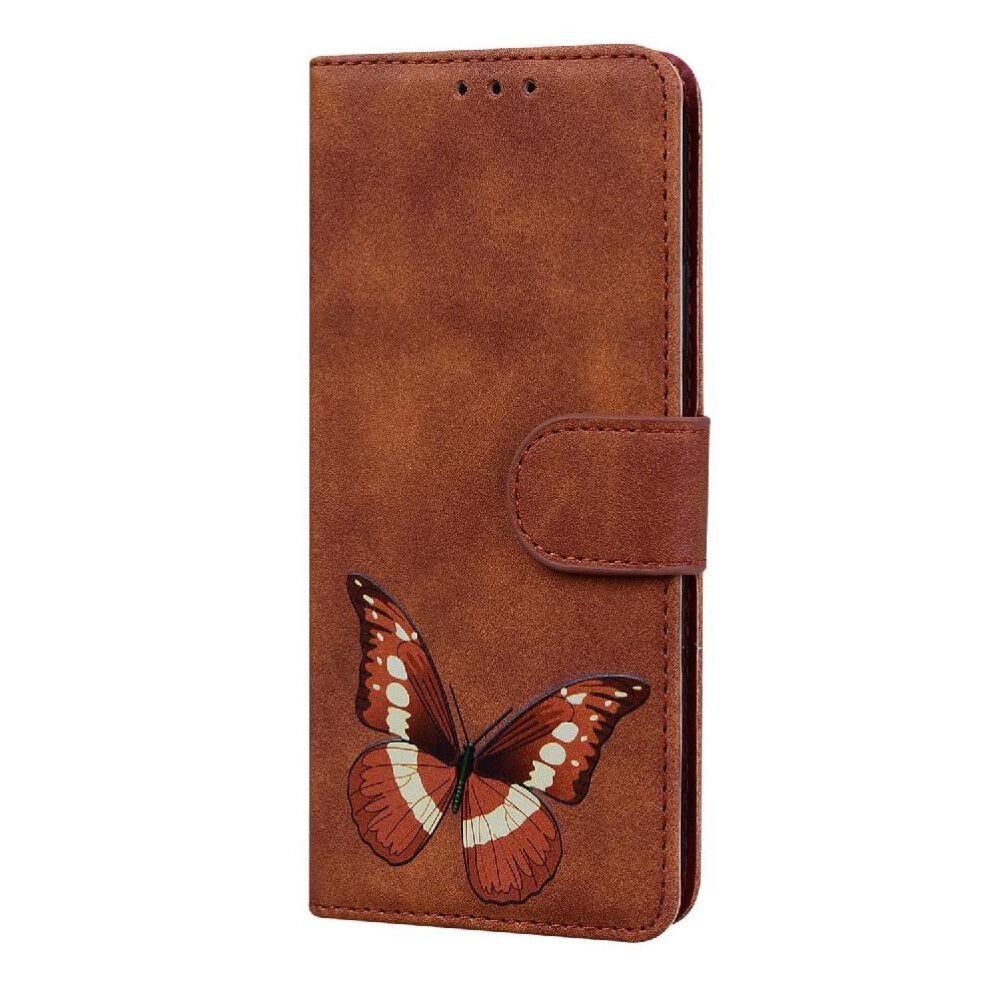 (Brown) Case For Iphone 16E Color Printed Butterfly Card Slots Flip Folio Cover Wallet Brown 764549543038