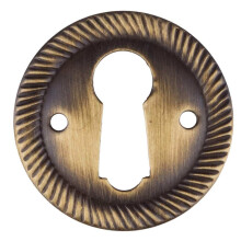 Rope Mönster Åldrad Messing Dekorativt Nyckelhål Escutcheon | 1" Diameter